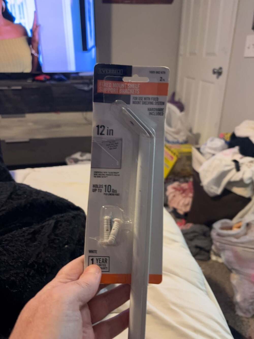 Everbilt 12 in. L White Steel Shelf Support Bracket (2PK of 2